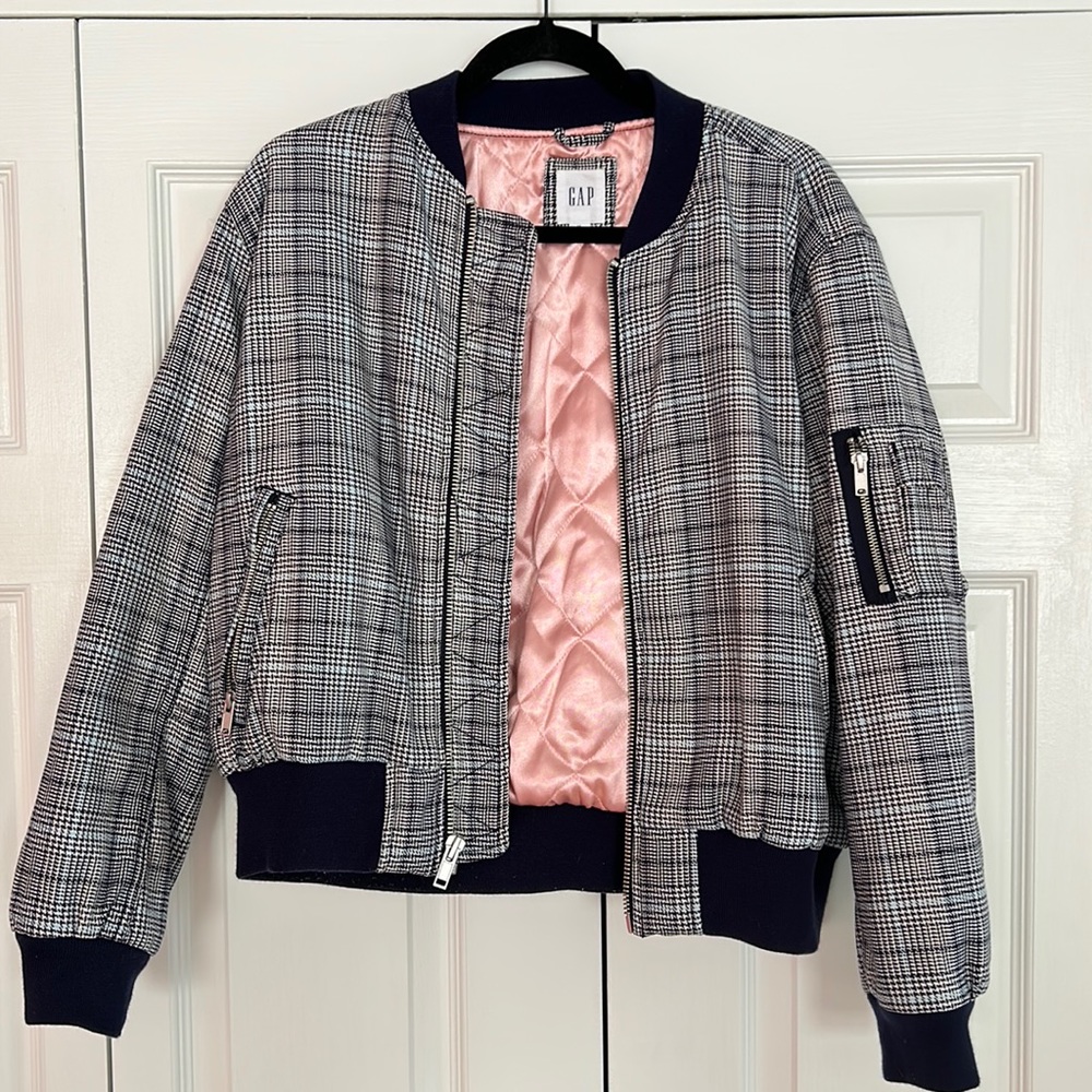 Plaid Quilted Bomber Jacket